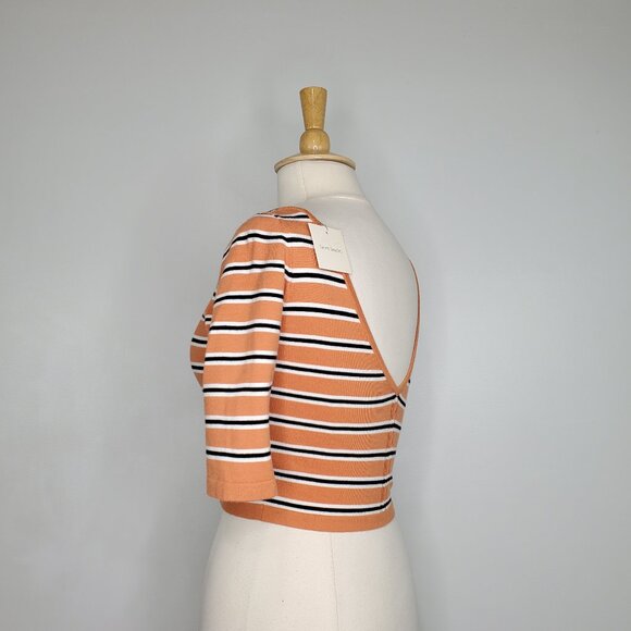 Favorite Daughter Revenge Coral Stripe Knit Sweater Crop Top NEW NWT Size M - Picture 4 of 14